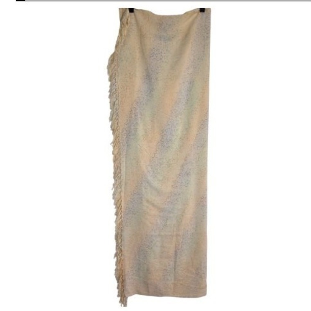 Sarong Wrap Scarf Headwrap Women One Size Pastel Multicolor Boho Fringe EUC - Picture 5 of 6